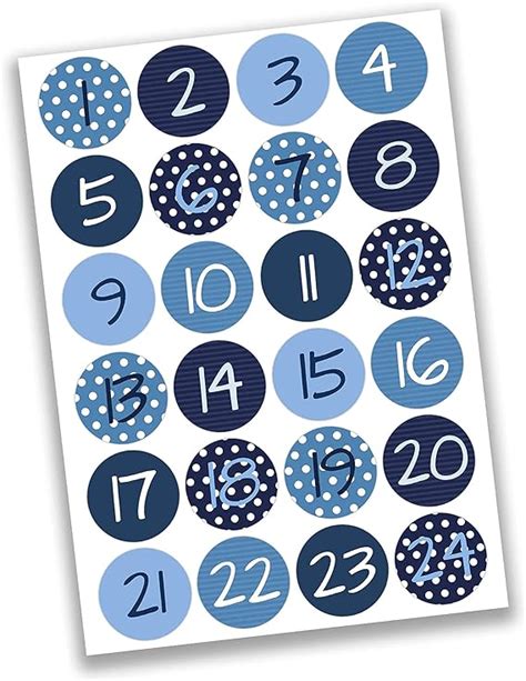 Papierdrachen 24 Advent calendar number stickers blue numbers No. 2 ...