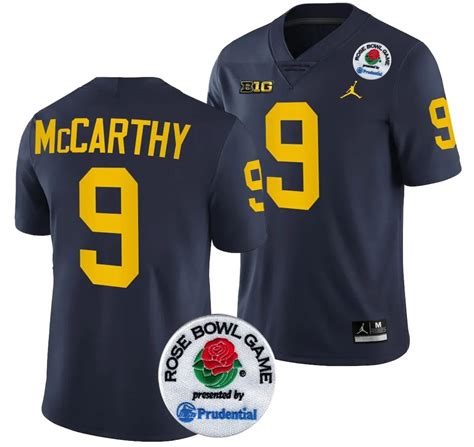 New JJ McCarthy Jersey #9 Michigan Wolverines Rose Bowl Game 2024 Patch ...