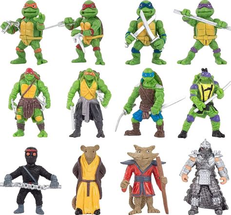 J&G TMNT Ninja Turtles 12 pcs Play Set - Action Figures and Birthday Cake Toppers 2 inch ...