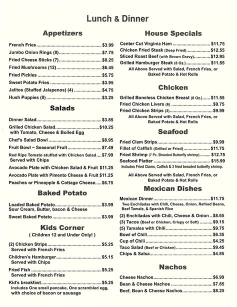 Lunch-and-Dinner-Menu-One - Great Food In Cleburne, Texas | Chaf-In Restaurant