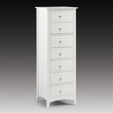 Amani Narrow Chest of Drawers In Stone White With 7 Drawers