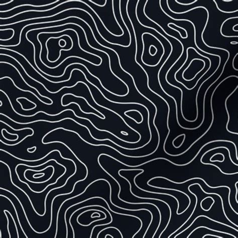 Black and White Stripes Wave Elevation Fabric | Map pattern, Black and ...