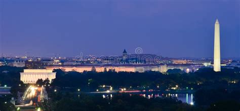 Washington DC Skyline at Night, Including Lincoln Memorial, Washington ...