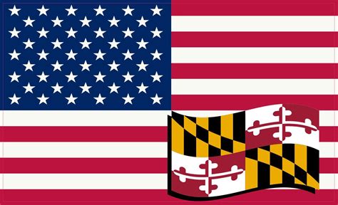 5in X3in United States Of America and Maryland Flag Sticker Patriotic ...