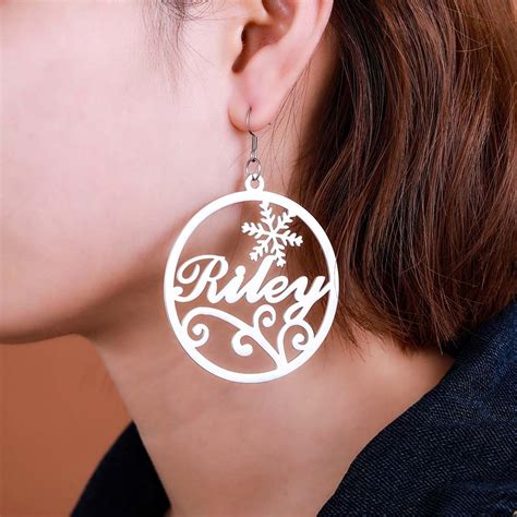 Personalized Christmas Name Hoop Earrings - GetNameNecklace