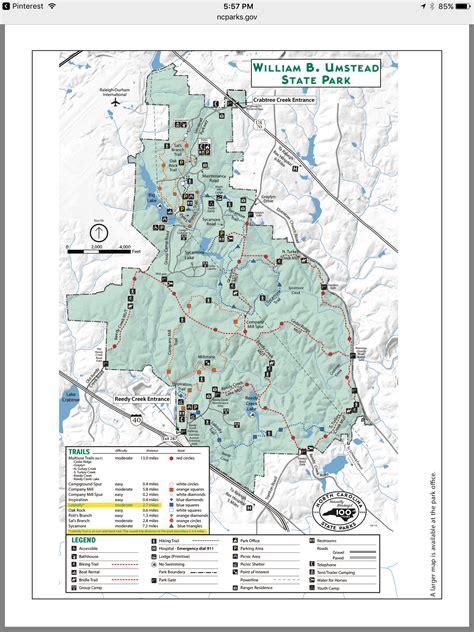 Map of trails at Umstead Park, Raleigh, North Carolina. | Park, Raleigh ...