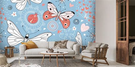 Butterflies Wallpaper Mural | Wallsauce US