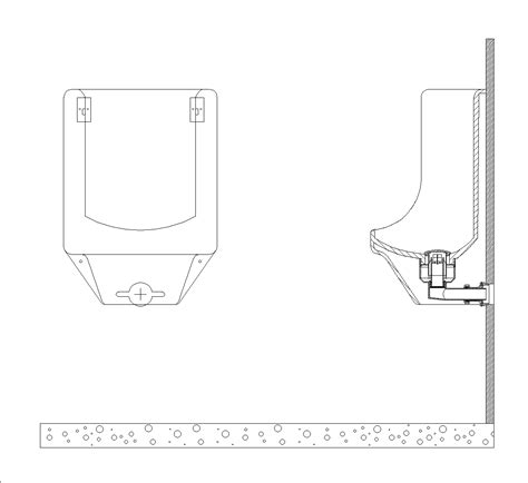 Wall urinal with section DWG CAD Block Free Download