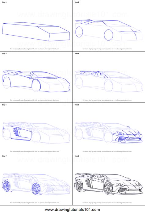 How to Draw Lamborghini Aventador LP750-4 SV Roadster Printable Drawing Sheet by ...