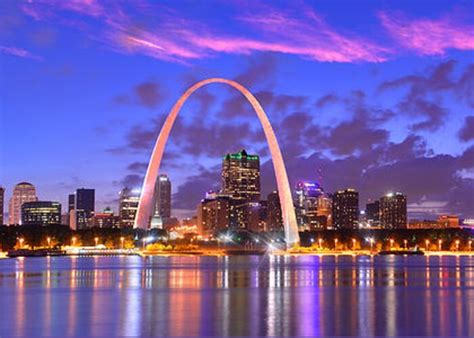 St. Louis Skyline at Dusk Gateway Arch Color Panorama Missouri Greeting Card by Jon Holiday