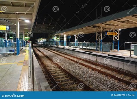 KTX station at night time editorial photo. Image of sancheon - 144318776