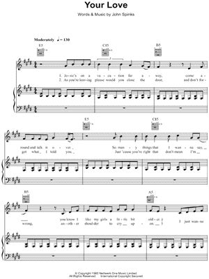 The Outfield "Your Love" Sheet Music - Download & Print