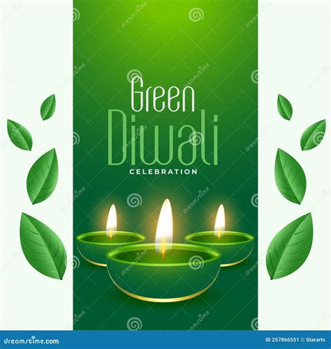 Glowing Diya and Leaves Design for Eco Friendly Diwali Celebration Vector Stock Vector ...