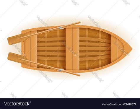 Wooden boat top view Royalty Free Vector Image