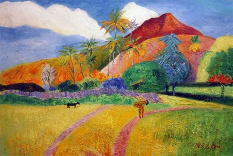 Tahitian Landscape Painting by Paul Gauguin Reproduction | iPaintings.com