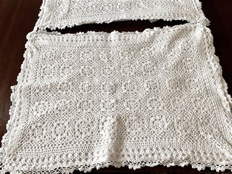 White Crochet Pillow Shams, Pair Standard White Crochet Lace Pillow ...