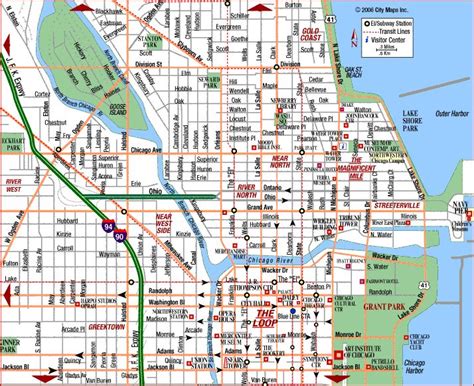 Chicago Tourist Map Pdf road map of chicago downtown chicago illinois aaccessmaps 714 X 582 ...