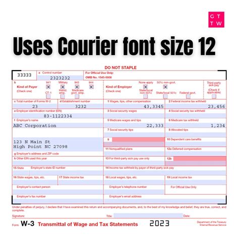 W3 Form IRS 2023 Fillable PDF - Etsy