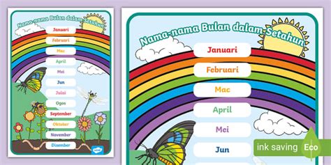 Poster Nama-nama Bulan dalam Setahun (l'enseignant a fait)