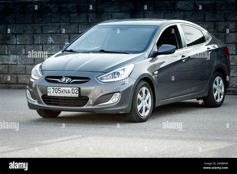 Hyundai accent in grey color, front side view Stock Photo - Alamy