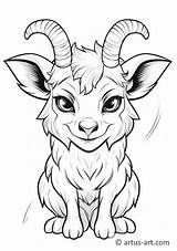 Wild goat Coloring Page For Kids » Free Download Artus Art sketch template