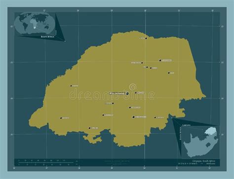 Limpopo, South Africa. Solid. Labelled Points of Cities Stock ...