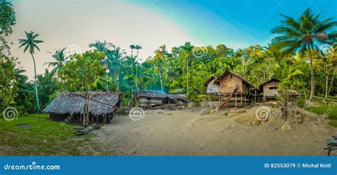 Wooden houses in Papua stock image. Image of native, life - 82553079