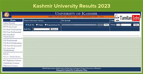 Kashmir University Results 2023 (Out): Check UG, PG Exam Results