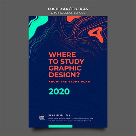 Free PSD | Graphic design school poster template