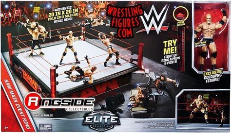 MATTEL WWE MAIN EVENT RAW ELITE SCALE RING W/ GOLDBERG FIGURE NEW PROTO ...