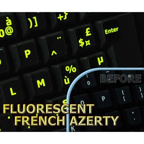 French AZERTY glowing keyboard stickers