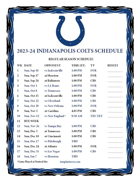 2024 Indy Colts Schedule - jolie carte