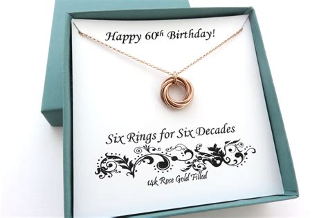 60th Birthday Gift for Women | Rose Gold Ring Necklace - MarciaHDesigns