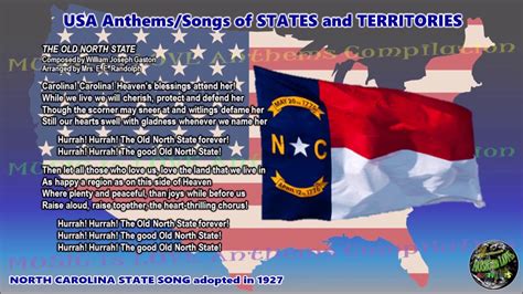 North Carolina State Song THE OLD NORTH STATE with vocal and lyrics ...