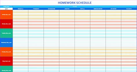 Free Hourly Schedule Template