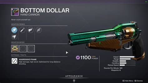 Bottom Dollar god roll - Destiny 2 | Shacknews