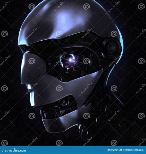 Illustration of Futuristic Fantastic Android Robot Portrait Painting on Paper Canvas. Generative ...