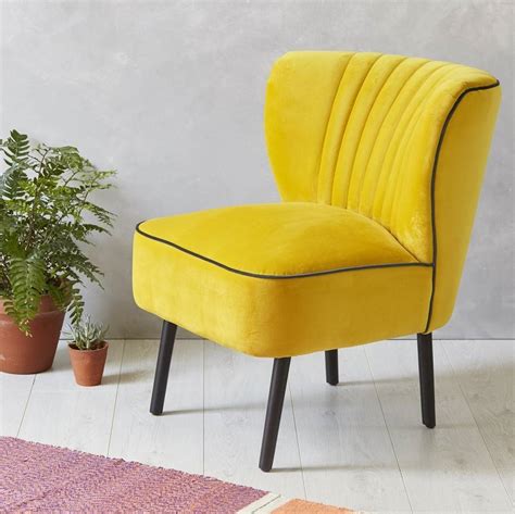 yellow velvet mid century cocktail chair by fern & grey ...