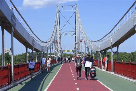 People Walking on the Pedestrian Bridge Editorial Photography - Image ...