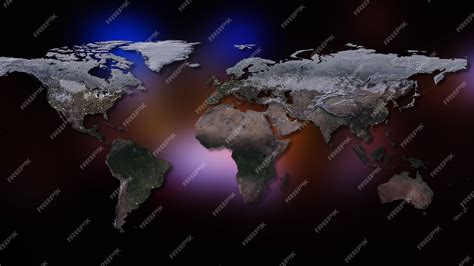 Premium Photo | 3d rendering of planet earth map with continents and oceans