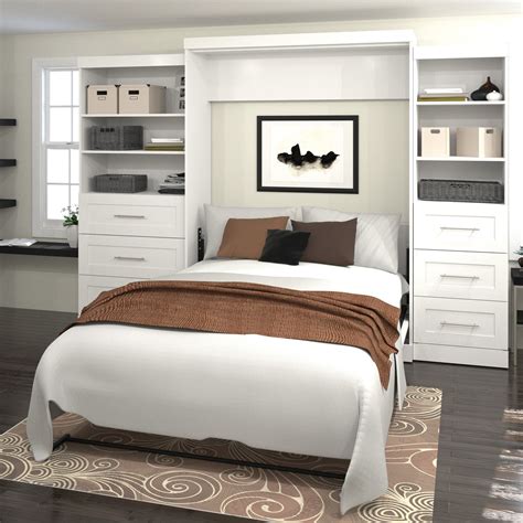 Bestar Pur Murphy Wall Bed with Two 3-Drawer Attached Storage Units ...