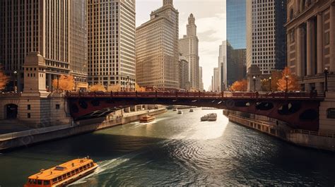 The Chicago River Under A Bridge And Skyscrapers Background, Picture Of Chicago River Background ...