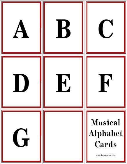 Musical Alphabet Flashcards | Alphabet flashcards, Music flashcards ...