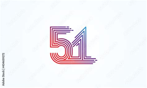 Abstract 51 Number Logo, number 51 monogram line style, usable for anniversary, business and ...