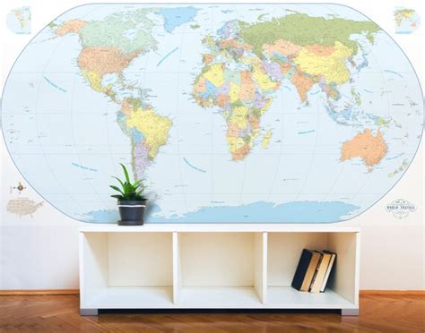 Giant World Map Mural Stylish and Educational World Map Wall