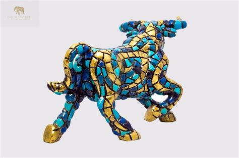 Golden Blue Bull Statue Made With Marble Dust and With Enamel. It's the ...