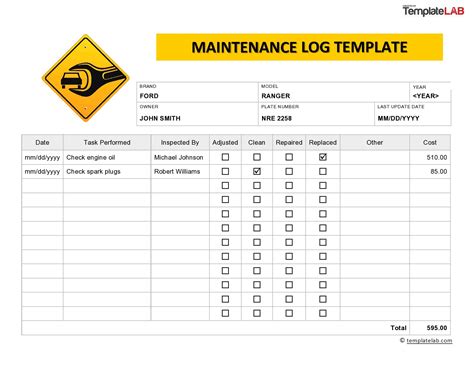 43 Printable Vehicle Maintenance Log Templates ᐅ TemplateLab