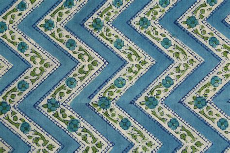 Blue Stripe Fabric fabric by yard Block Print Fabric Cotton | Etsy