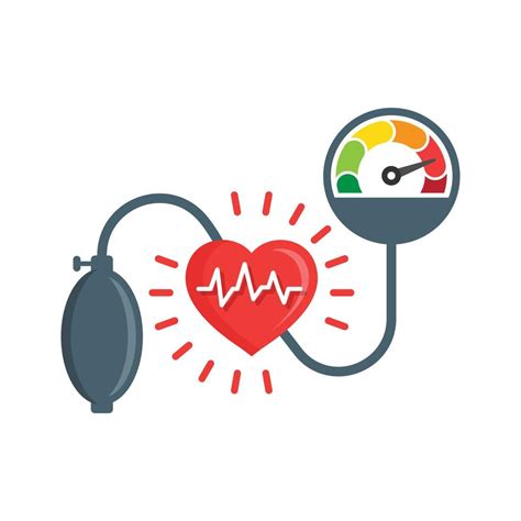 Arterial blood pressure icon in flat style. Heartbeat monitor vector ...