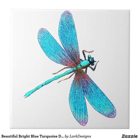 Beautiful Bright Blue Turquoise Dragonfly Tile | Zazzle.com | Dragonfly ...